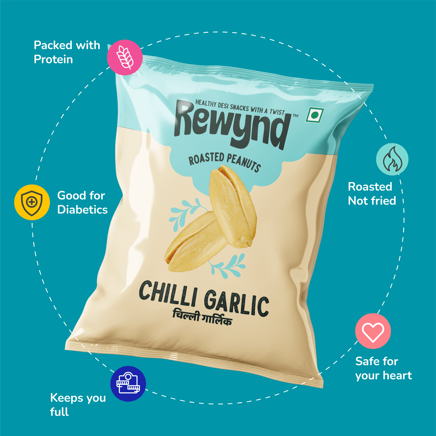 Chilli Garlic Roasted Peanut - Rewynd Snacks